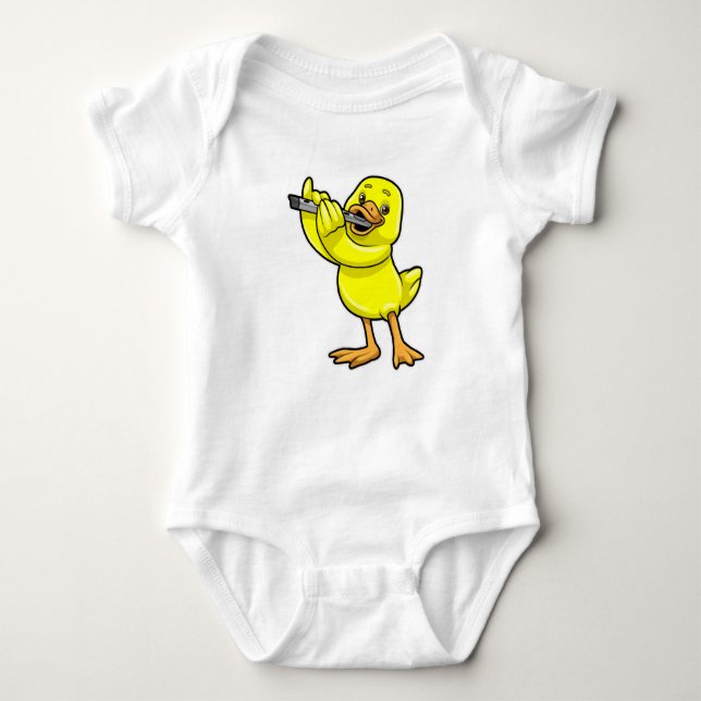 Duck bei Musik mit Flute Baby Strampler (Vorderseite)