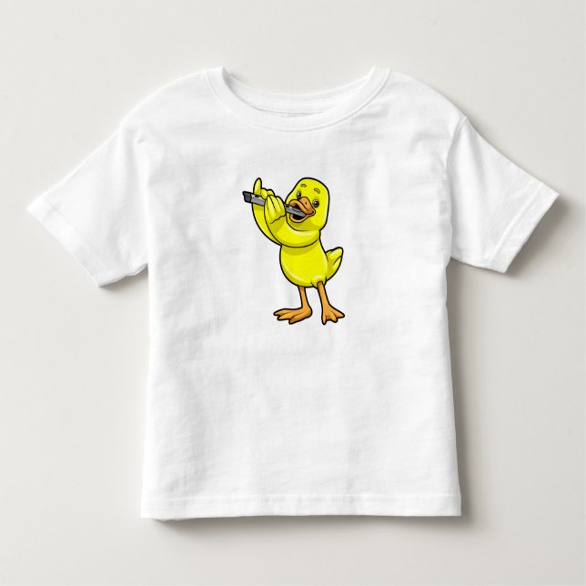 Duck bei Musik mit Flute Kleinkind T-shirt (Vorderseite)