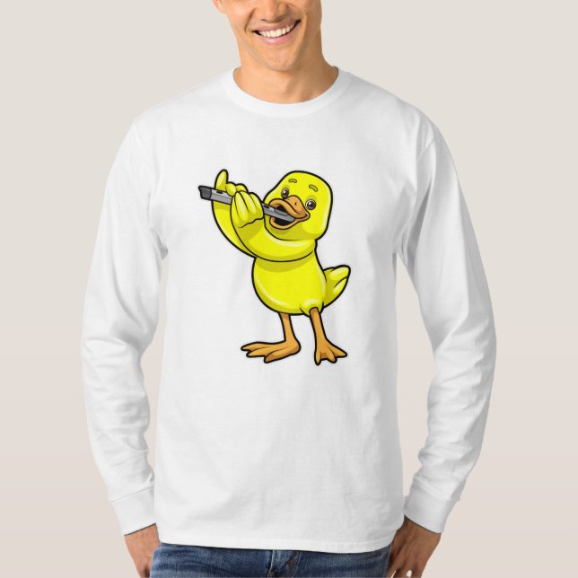 Duck bei Musik mit Flute T-Shirt (Vorderseite)