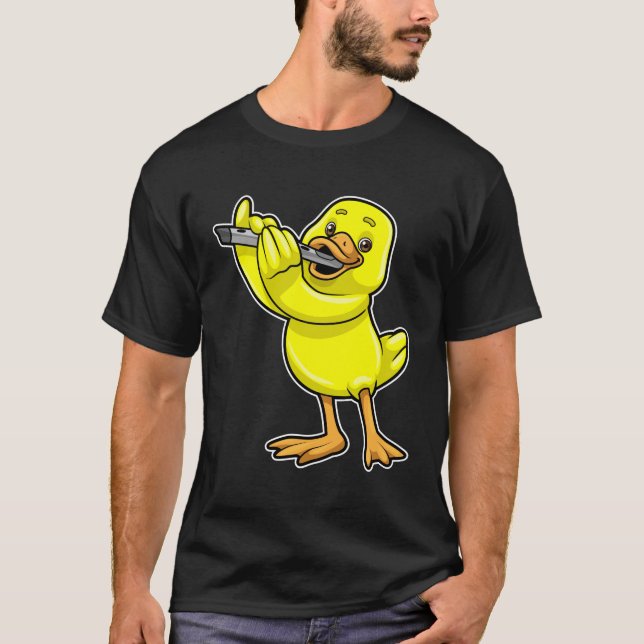 Duck bei Musik mit Flute T-Shirt (Vorderseite)