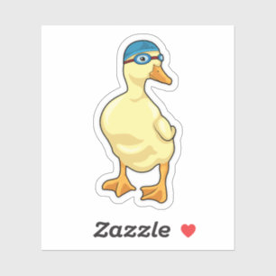 Duck beim Baden mit Schwimmbrille Aufkleber