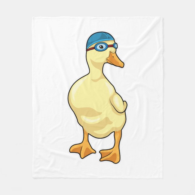 Duck beim Baden mit Schwimmbrille Fleecedecke (Vorderseite)