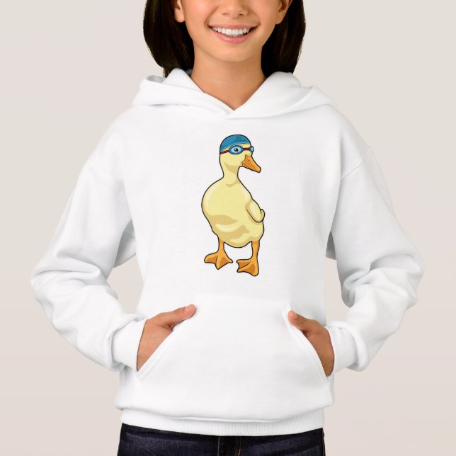 Duck beim Baden mit Schwimmbrille Hoodie (Vorderseite)