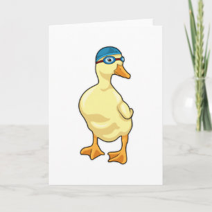 Duck beim Baden mit Schwimmbrille Karte