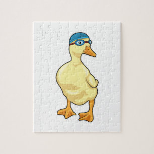 Duck beim Baden mit Schwimmbrille Puzzle