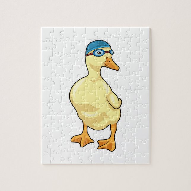 Duck beim Baden mit Schwimmbrille Puzzle (Vertikal)