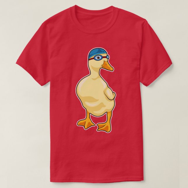 Duck beim Baden mit Schwimmbrille T-Shirt (Design vorne)