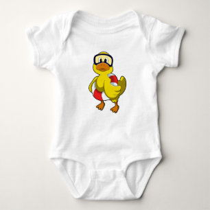 Duck beim Schwimmen mit Schwimmring & Tauchbrille Baby Strampler