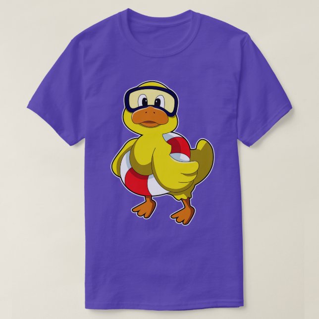 Duck beim Schwimmen mit Schwimmring Tauchbrille T-Shirt (Design vorne)