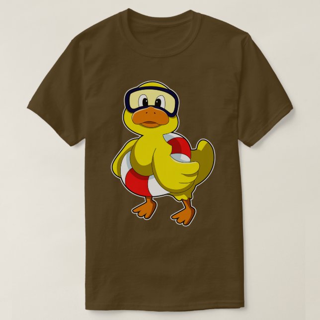 Duck beim Schwimmen mit Schwimmring Tauchbrille T-Shirt (Design vorne)
