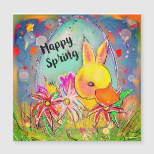Duck Bunny Spring Ostercard Magnetkarte