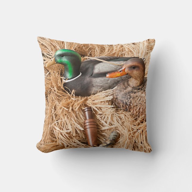 Duck Call Mallard Drake Hunting Throw Couch Pillow Kissen (Vorderseite)