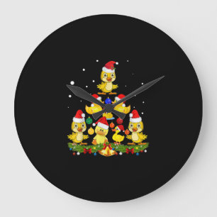 Duck Christmas Tree Große Wanduhr