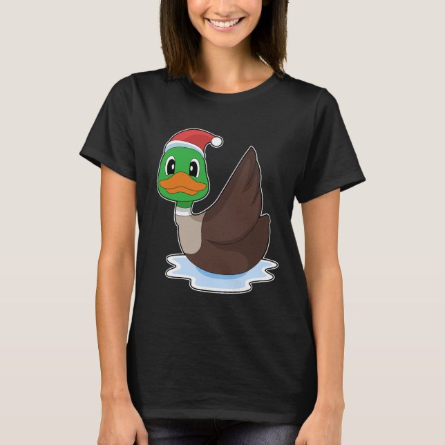 Duck Christmas Weihnachtsmannmütze T-Shirt (Vorderseite)
