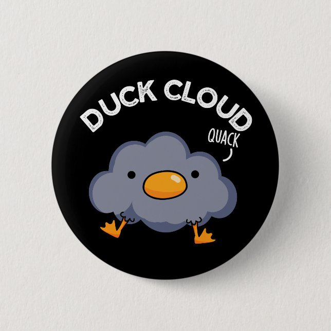 Duck Cloud Funny Weather Puck Dark BG Button (Vorderseite)