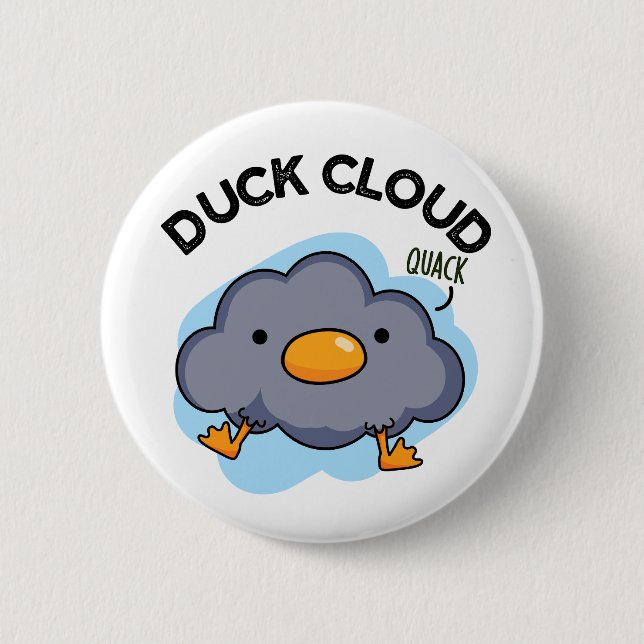 Duck Cloud Funny Weather Puff Button (Vorderseite)