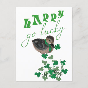 Duck Clover Happy Go Lucky St Patrick's Day Postkarte