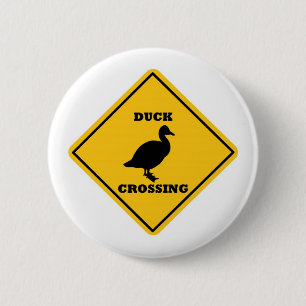 Duck Crossing Street Sign Button