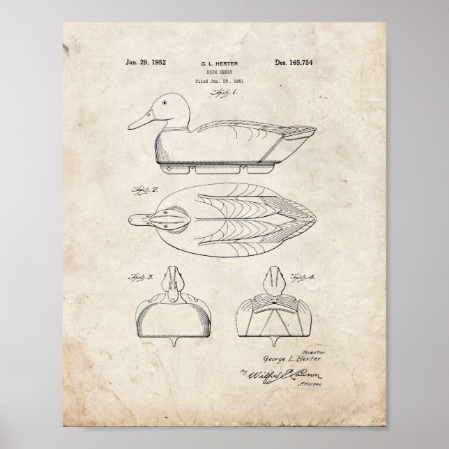 Duck Decoy Patent - Old Look Poster (Vorne)
