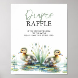 Duck Diaper Raffle Baby Dusche Schild Grün