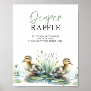 Duck Diaper Raffle Baby Dusche Schild Grün
