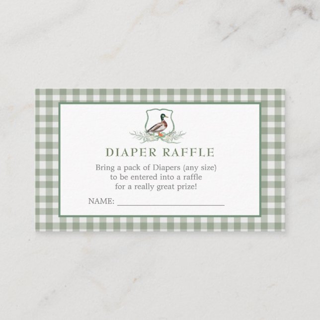Duck DIaper Raffle Visitenkarte (Vorderseite)