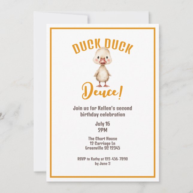 Duck Duck Deuce Zweiter Geburtstag  Einladung (Vorderseite)