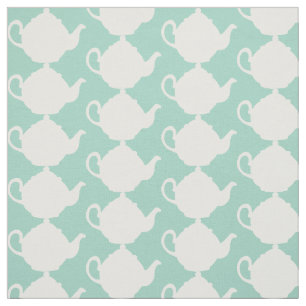 Duck Egg Blue Green und White Tepots Teppichmuster Stoff