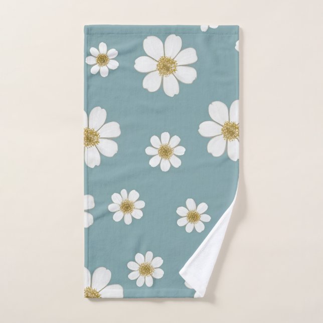 Duck Egg Blue mit Daisies Muster Handtuch (Handtuch)