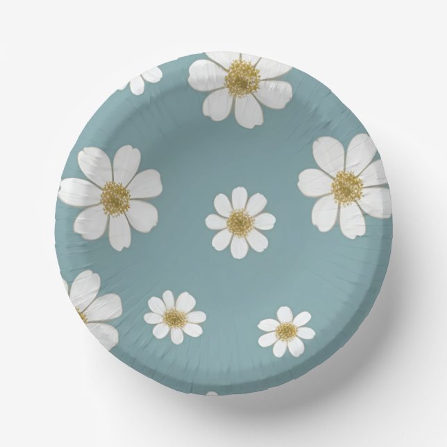Duck Egg Blue mit Daisis, Original Muster Pappteller (Vorderseite)