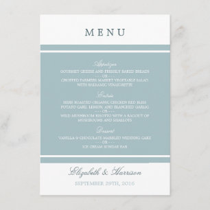 Duck Egg Blue Modern Wedding Menu Menükarte