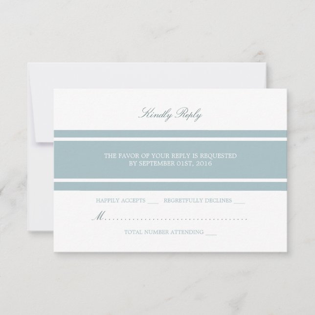 Duck Egg Blue Modern Wedding RSVP Karte (Vorderseite)