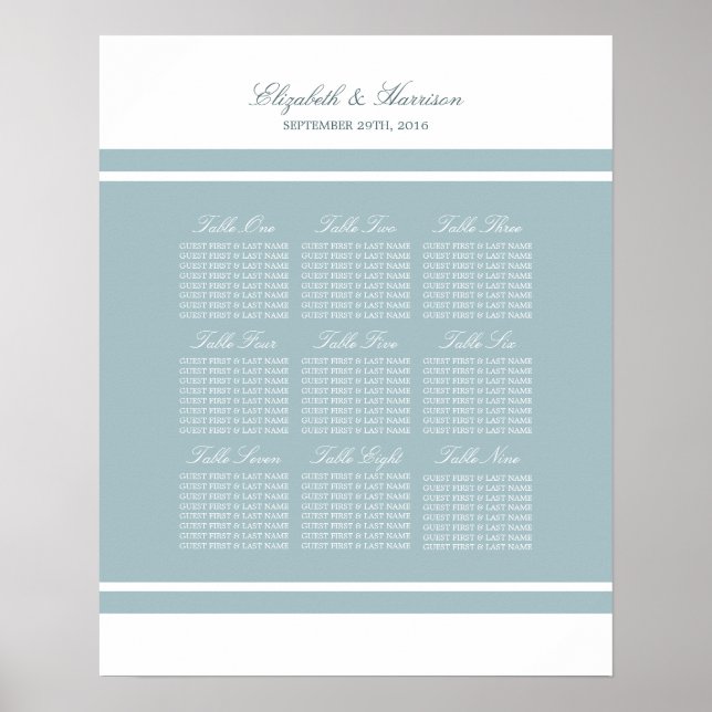 Duck Egg Blue Moderne Hochzeit Poster (Vorne)