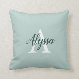 Duck Egg Green Monogram Script Throw Kissen