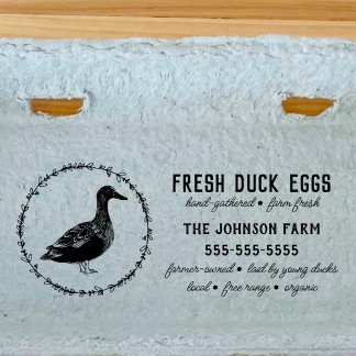 Duck Family Farm Name Egg Carton Rubber Stamp Gummistempel
