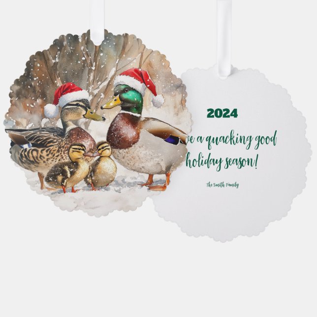 Duck Family Ornament Card (Vorderseite/Rückseite)