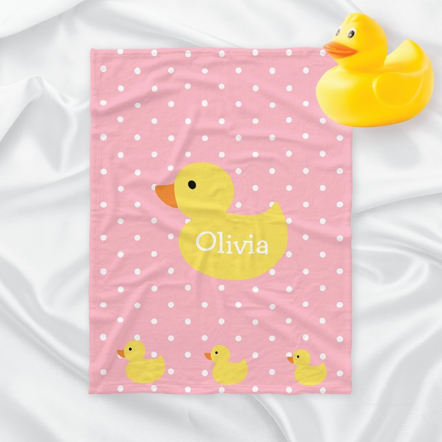 Duck Family Polka Dots Monogram Baby Fleecedecke (Von Creator hochgeladen)
