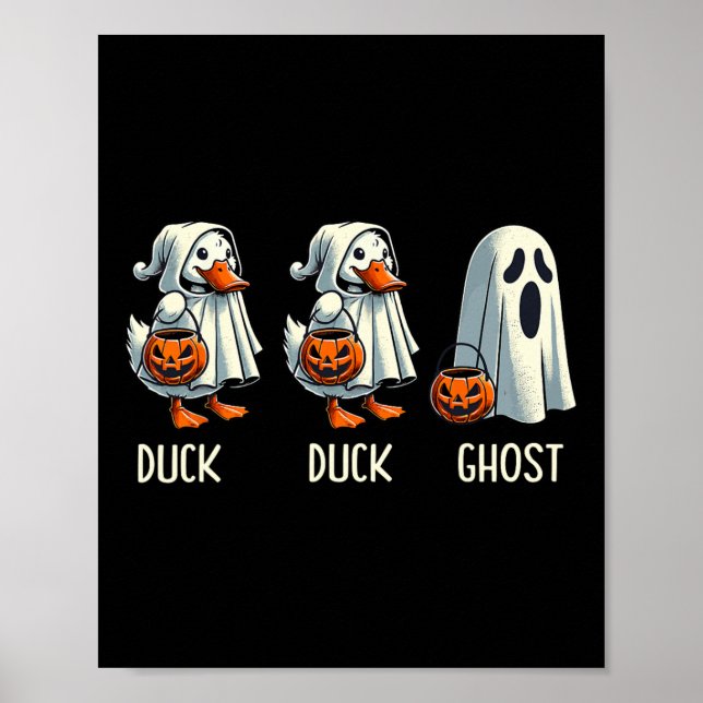 Duck Ghost Pun Trunk oder Leckerei Trick oder Tret Poster (Vorne)