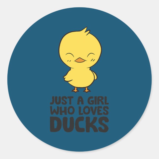 Duck Girl Just a Girl, die Enten Lieben Runder Aufkleber (Vorderseite)