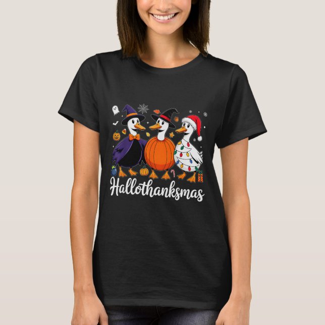 Duck Halloween Thanksgiving Christmas Happy Hallot T-Shirt (Vorderseite)