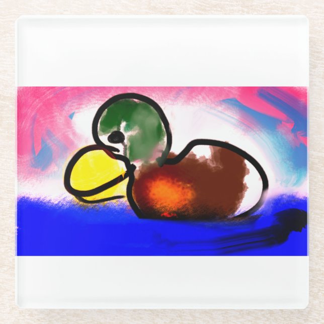 Duck Happy Vatertag Glasuntersetzer (Vorderseite)