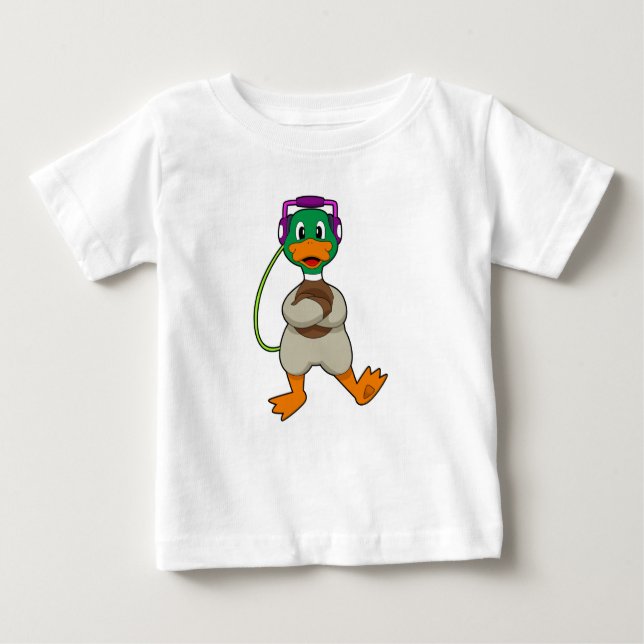 Duck Headphone Music Baby T-shirt (Vorderseite)