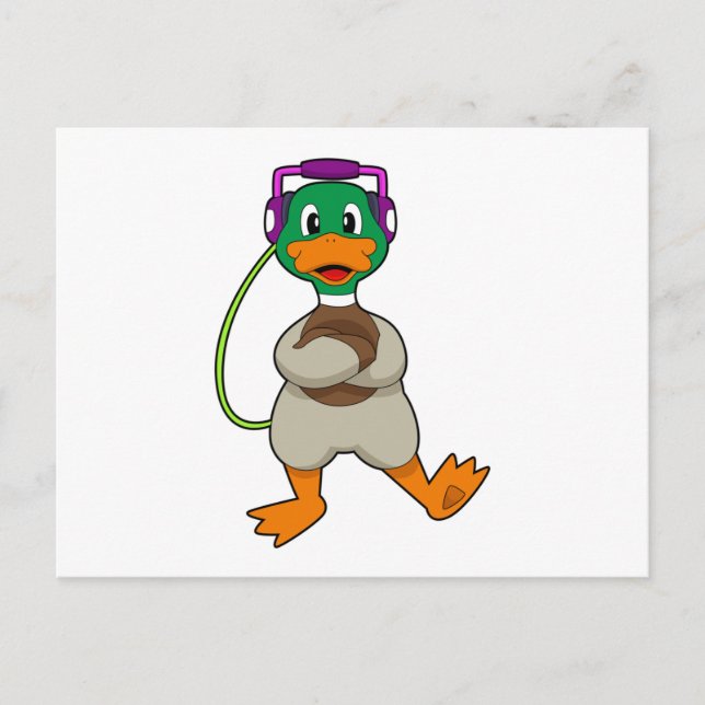 Duck Headphone Music Postkarte (Vorderseite)