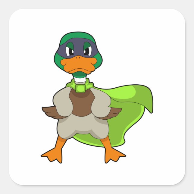 Duck Hero Cape Quadratischer Aufkleber (Vorderseite)