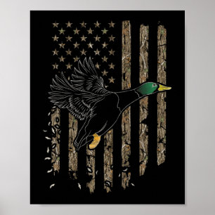 Duck Hunter American Flag Wasservögel Jagd Camouf Poster
