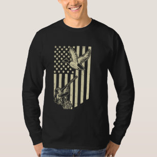Duck Hunter American Flag Wasservögel Jagd Camouf T-Shirt