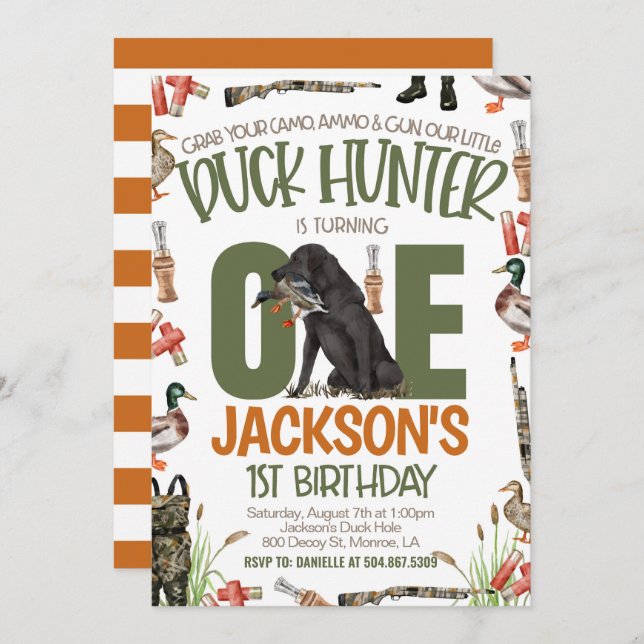 Duck Hunter First Birthday Einladung (Vorne/Hinten)