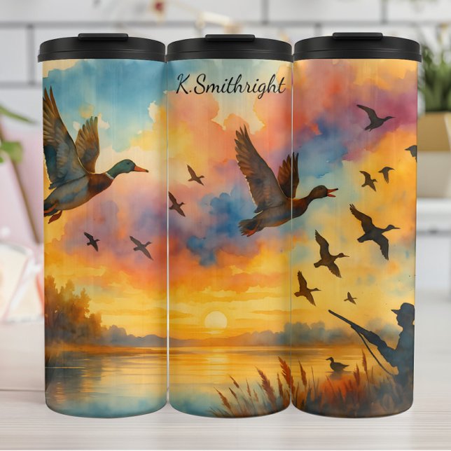 Duck Hunter Sunset Sky Flight Thermosbecher (Von Creator hochgeladen)