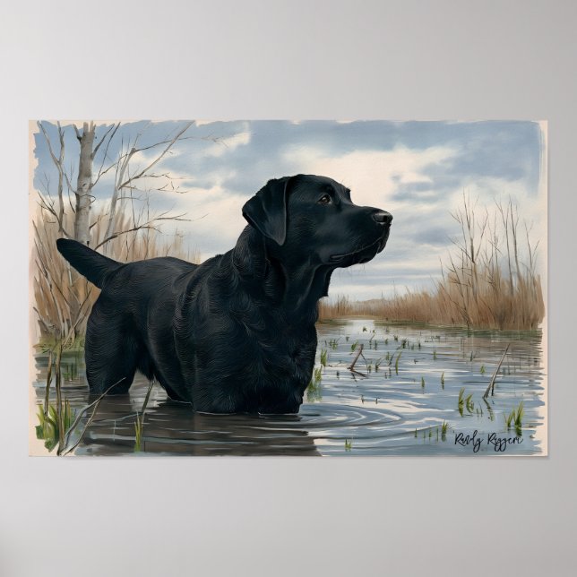 Duck Hunters Best Friend, Black Lab Print Poster (Vorne)
