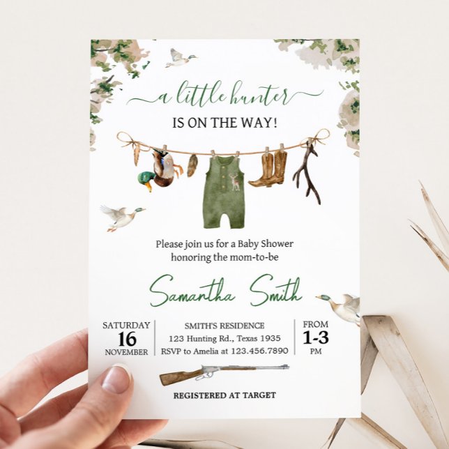 Duck Hunting Baby Show Einladung (Duck Little Hunter Baby Shower Invitation
)